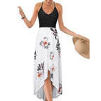 Summer V-Neck Color-Block Backless Dress
