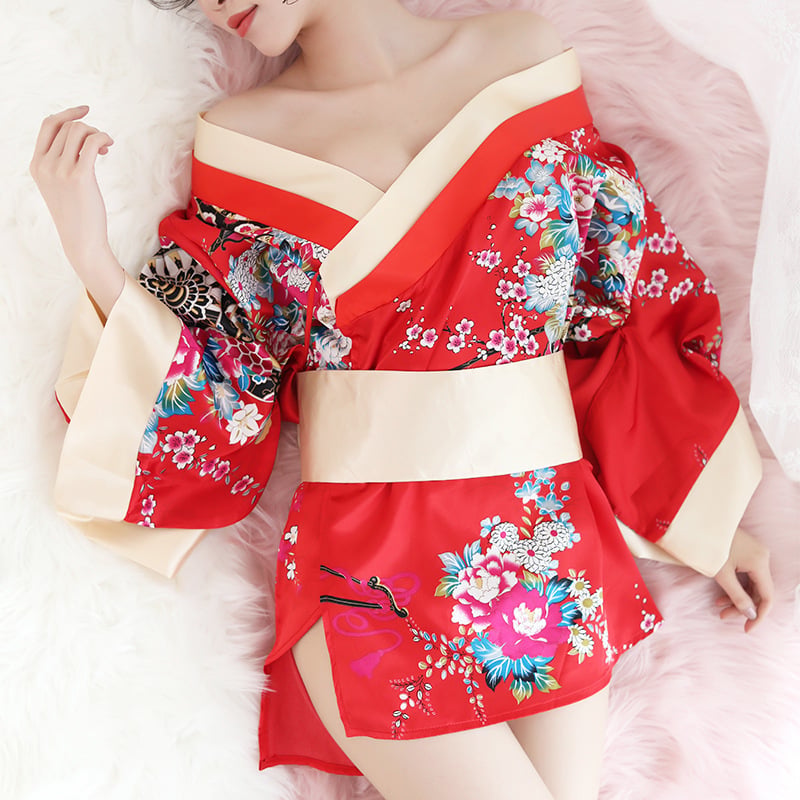 Floral Cheongsam Dress with Dew Shoulder Design