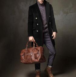 Mid-Length Double-Breasted Men's Youth Jacket