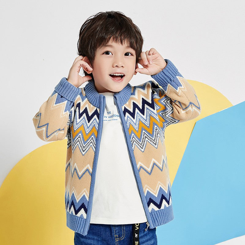 Children's Plus Velvet Padded Zipper Fashion Sweater