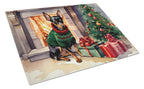 Miniature Pinscher Cozy Christmas Glass Cutting Board