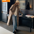 Leopard Print Mid-Length Woolen Jacket for Casual Style