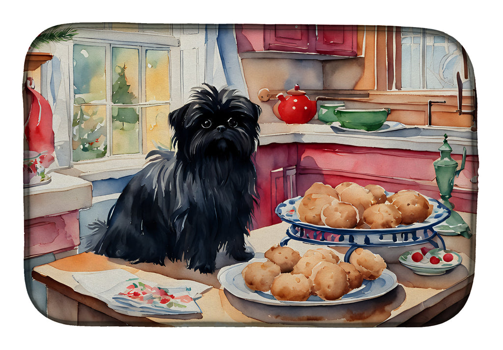Affenpinscher Christmas Cookies Dish Drying Mat