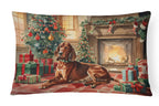 Redbone Coonhound Cozy Christmas Throw Pillow