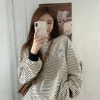 Loose Round Neck Long-sleeved Striped Sweater