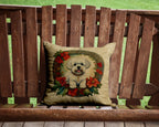 Bichon Frise Christmas Flowers Throw Pillow