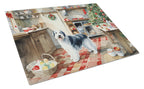 Old English Sheepdog Christmas Cookies Glass Cutting Board