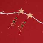 Silver Christmas Tree Star Tassel Earrings