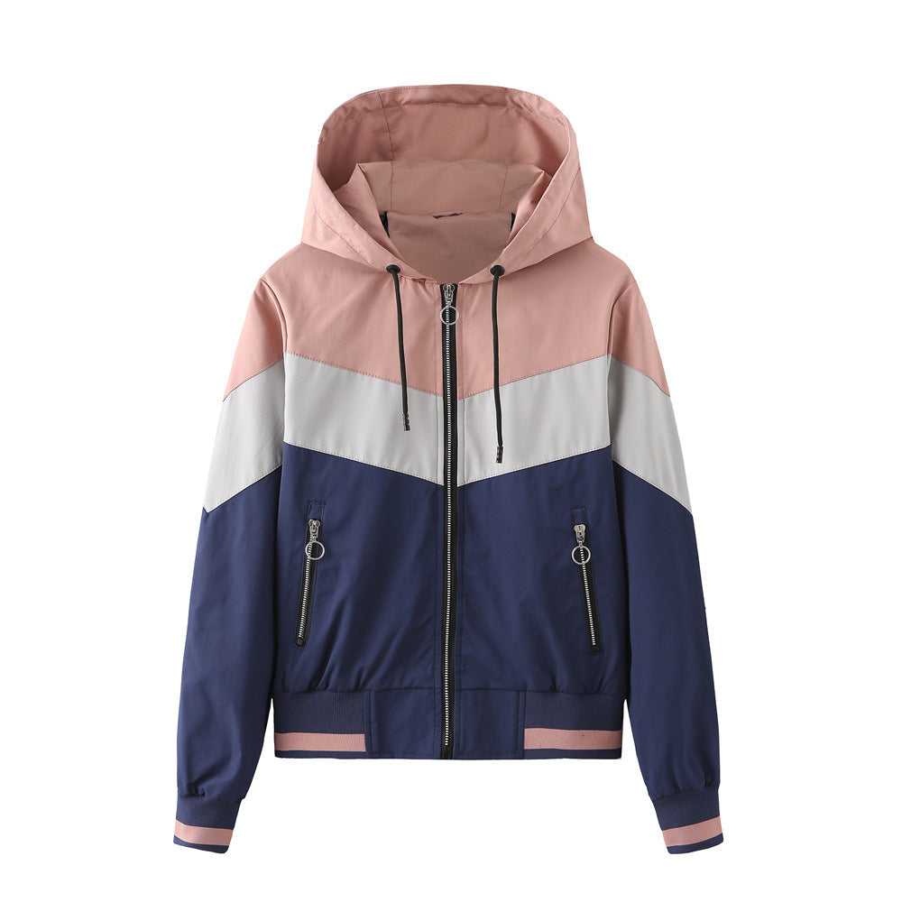 Ladies Hooded Windbreaker Jacket for Outdoor Use