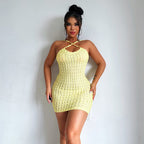 Summer Women's Fashion Solid Color Backless Dress