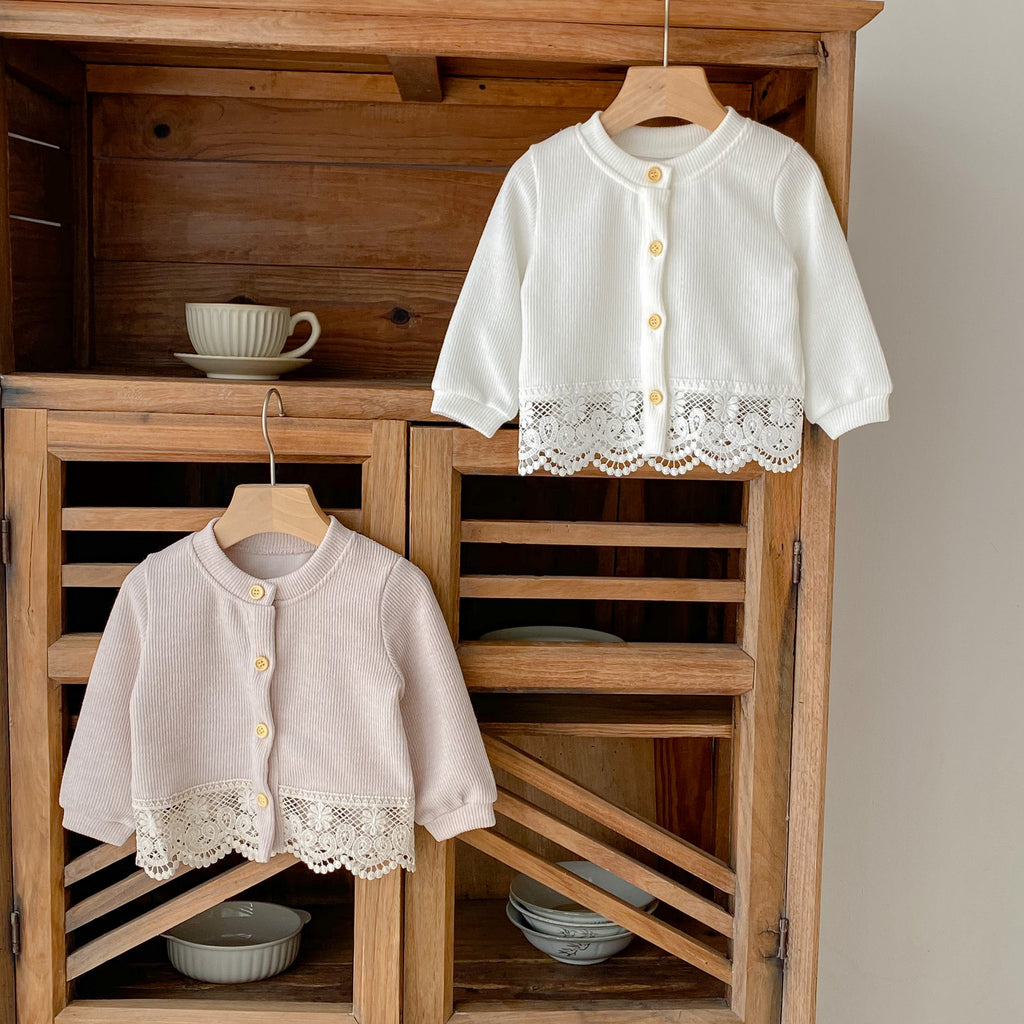 Autumn Baby Lace Long-Sleeved Knitted Cardigan