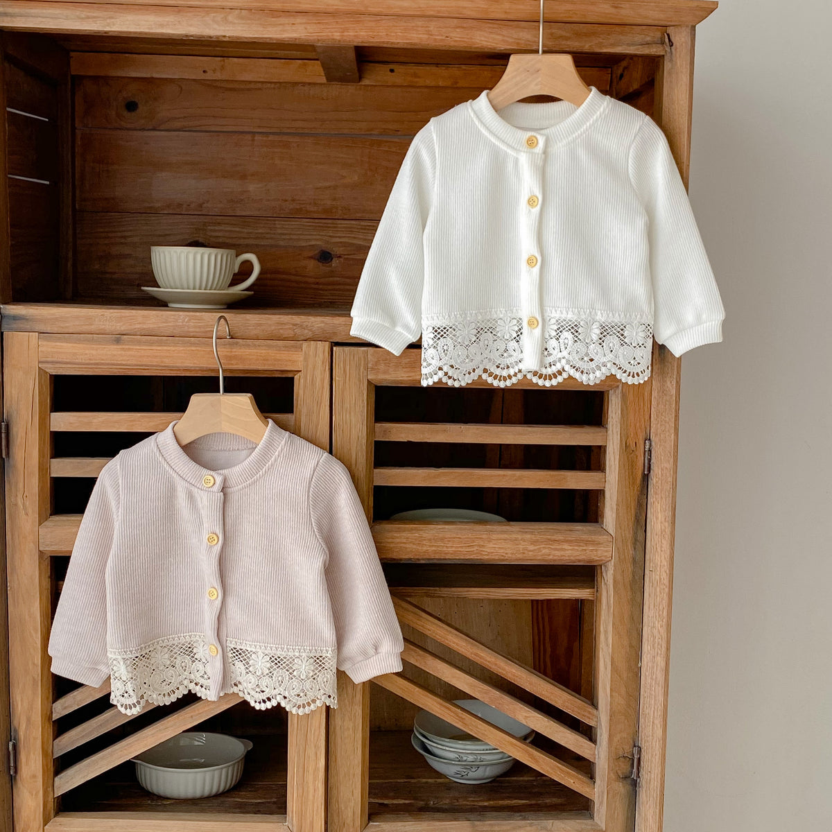 Autumn Baby Lace Long-Sleeved Knitted Cardigan
