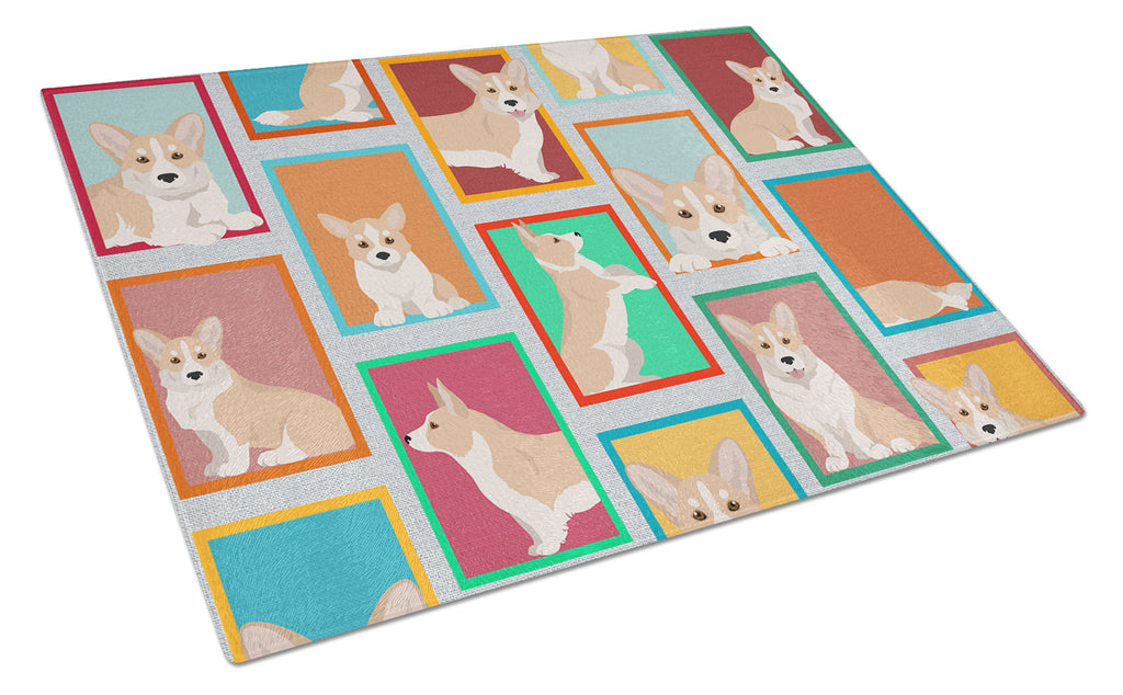 Lots of Fawn Cardigan Corgi Glass Cutting Board