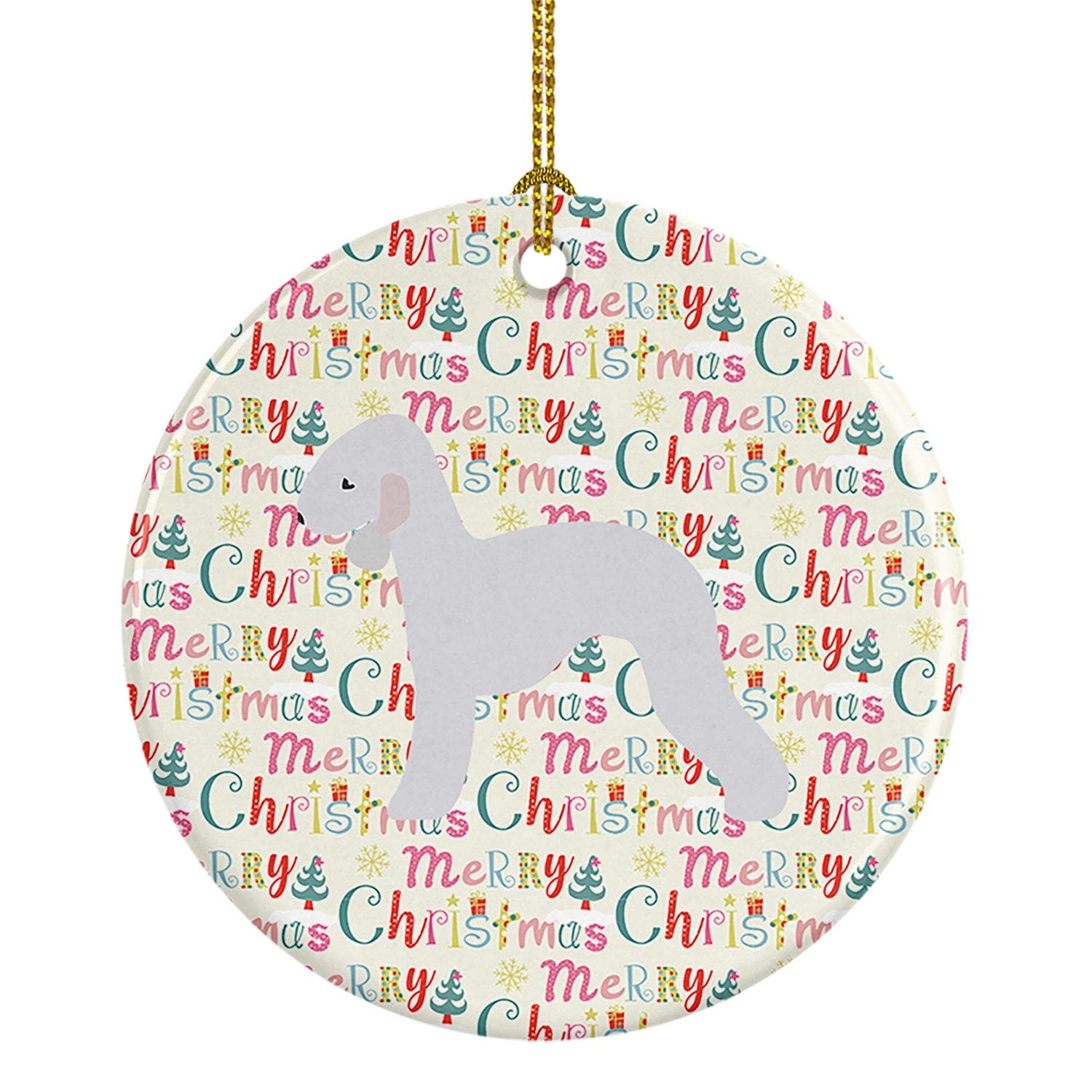 Bedlington Terrier Merry Christmas Ceramic Ornament