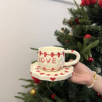 Hand-Painted Christmas Ceramic Coffee Cup & Saucer