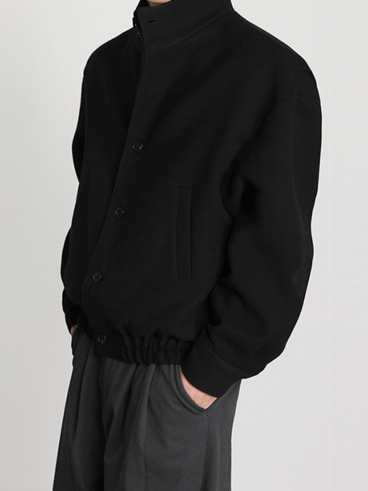 Men's Business Shirt Stand Collar Jacket Woolen Coat