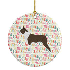 Boston Terrier Merry Christmas Ceramic Ornament