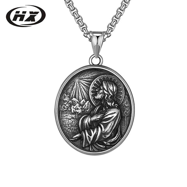 Titanium Steel Sacred Heart Jesus Pendant Necklace