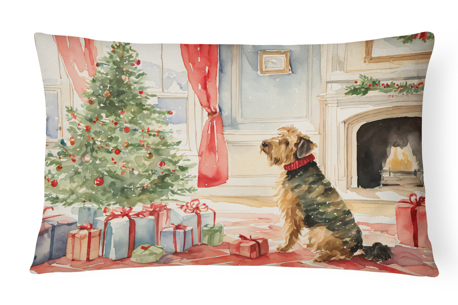 Airedale Terrier Christmas Throw Pillow