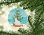 Turkish Van Cat Christmas Ceramic Ornament