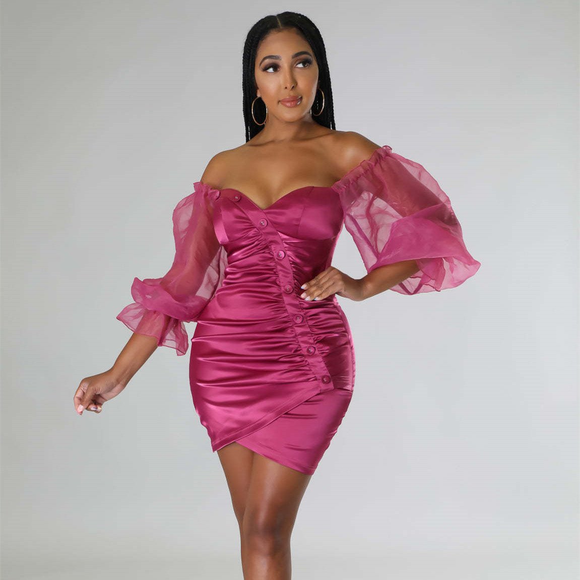 Women's Fashion Tube Top Dress with Shoulder Cutouts