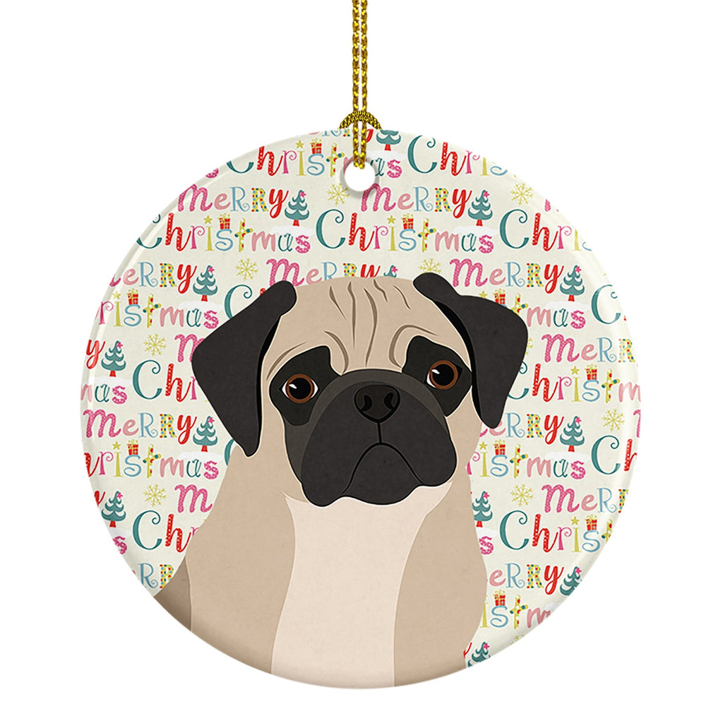 Pug Fawn #3 Christmas Ceramic Ornament