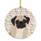Pug Fawn #3 Christmas Ceramic Ornament