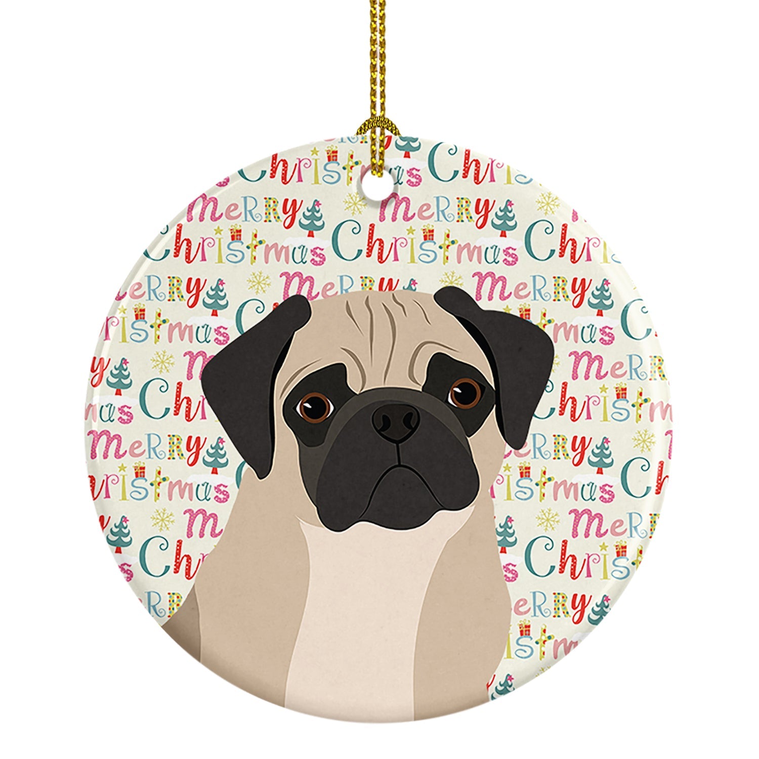Pug Fawn #3 Christmas Ceramic Ornament