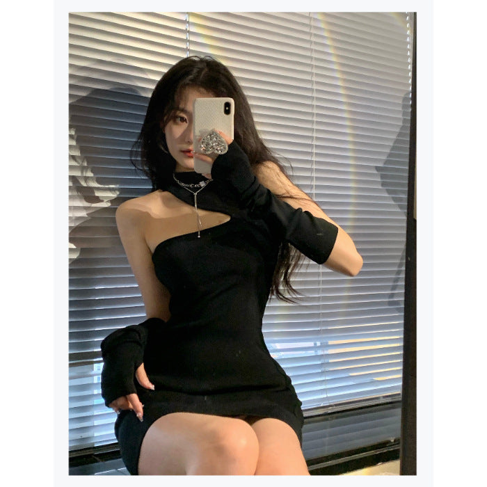 Sleeveless High Hip Half Turtleneck Dress for Women
