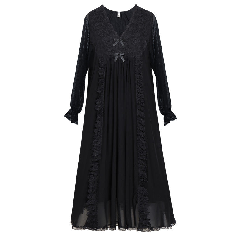 Long Sleeve Lace Nightgown for Women - Spring Style