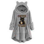 Plush Hooded Pullover Sweater with Cat Ears