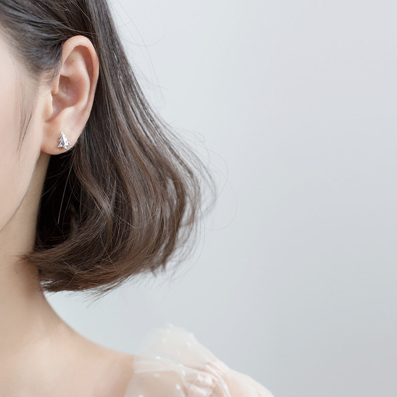 Silver Earrings with Christmas Tree & Snowflakes