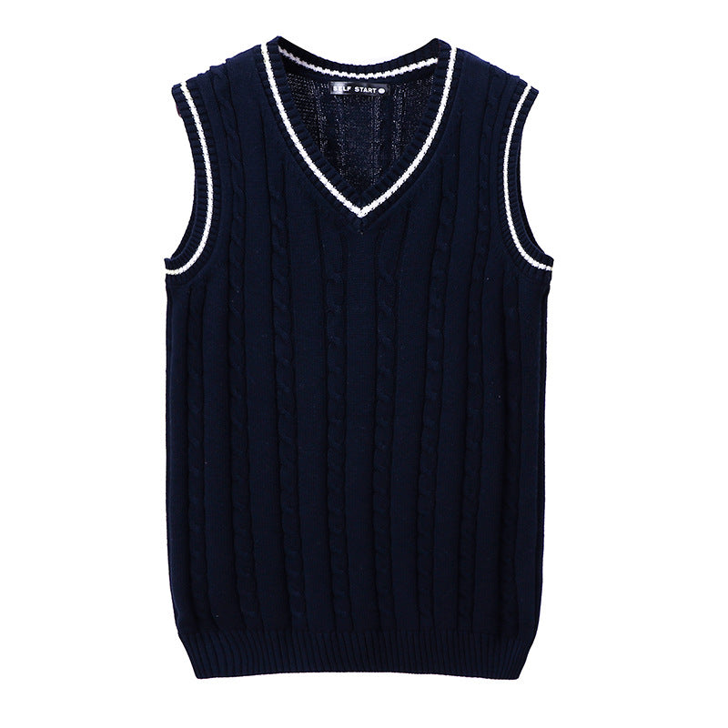 Men's V-neck Twisted Pullover Vest Sweater