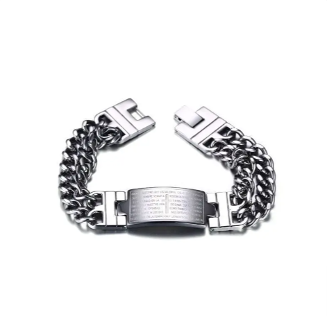 Men's Cross Scripture ID Bracelet | Christian Jewelry