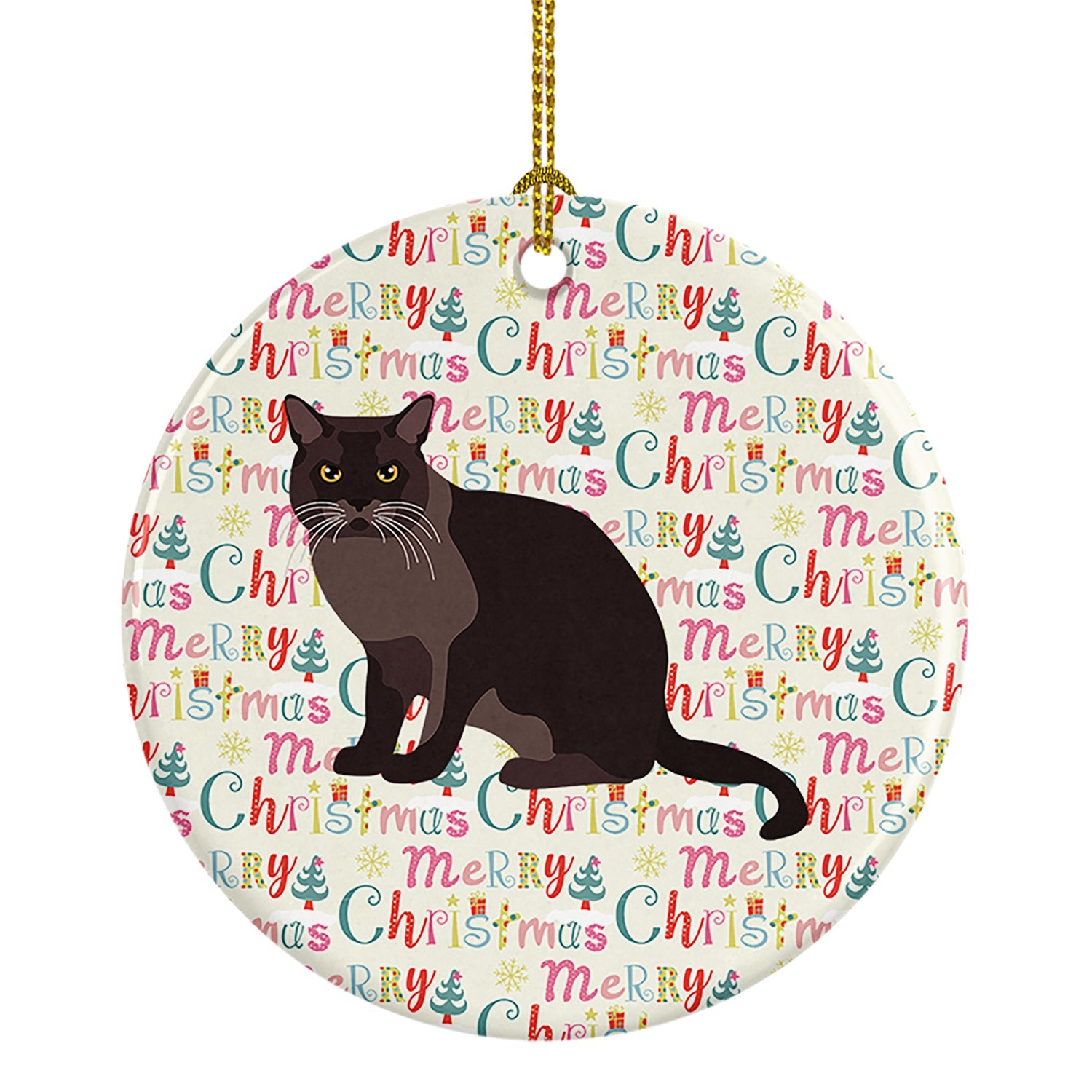 European Burmese Cat Christmas Ceramic Ornament