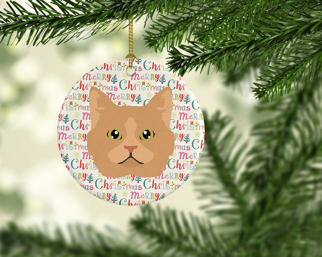 Selkirk Rex Cat Christmas Ceramic Ornament