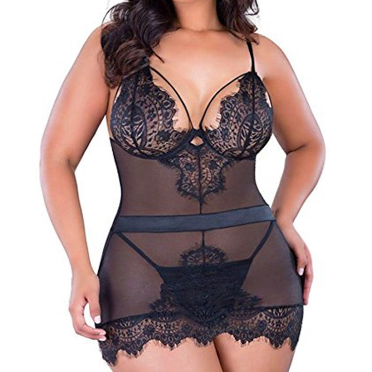 Lace and Mesh Hollow Cami Nightgown for Women