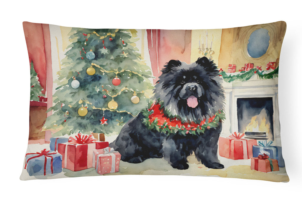 Black Chow Chow Christmas Throw Pillow