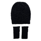 Black Loop Knit Alpaca Beanie | Embroidered Cap