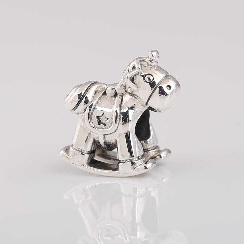 Christmas Unicorn Beads, Silver Bracelet Charms