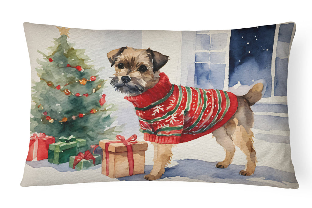 Border Terrier Christmas Throw Pillow