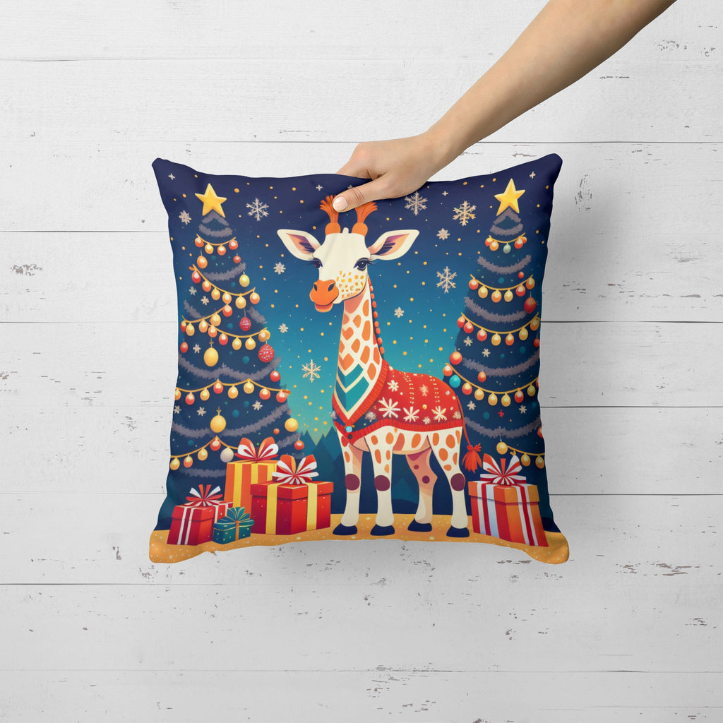 Giraffe Christmas Throw Pillow