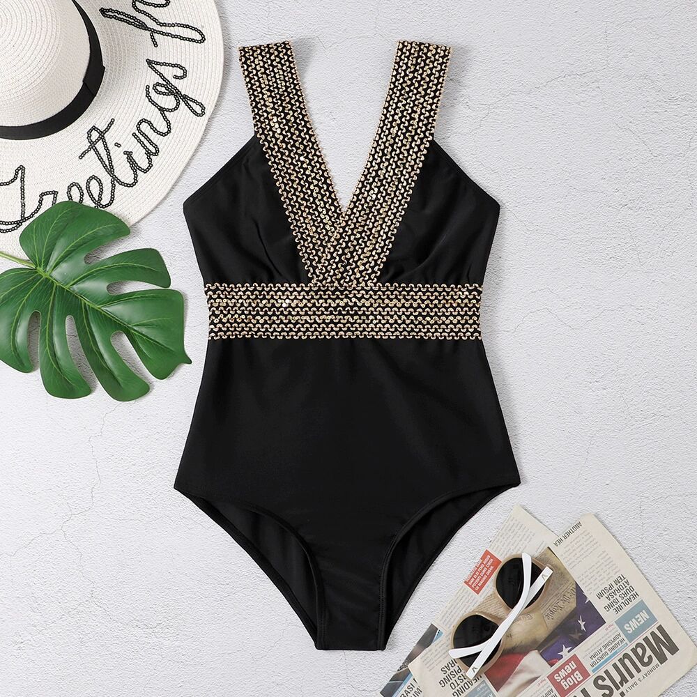 2022 New Women's Solid Color One-Piece Bikini Swimwear