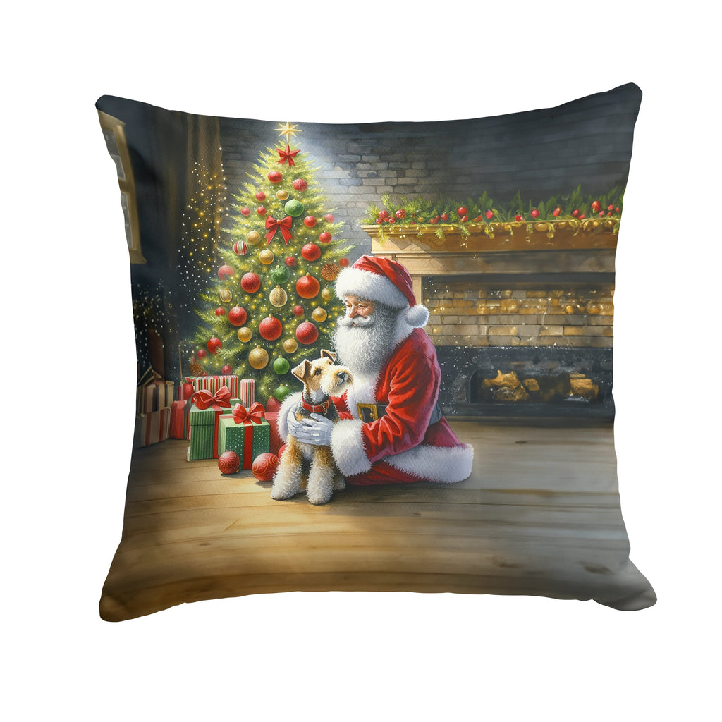 Fox Terrier and Santa Claus Throw Pillow