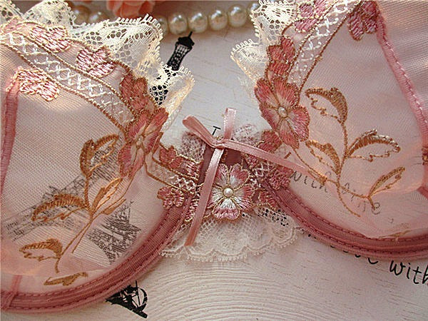 Ultra-Thin Cup Embroidered Bra Set