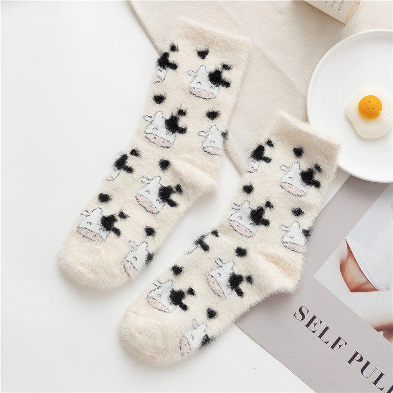 Cartoon Animal Mink Fleece Socks for Women