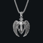 Creative Hip Hop Rhinestone Cross Wing Necklace