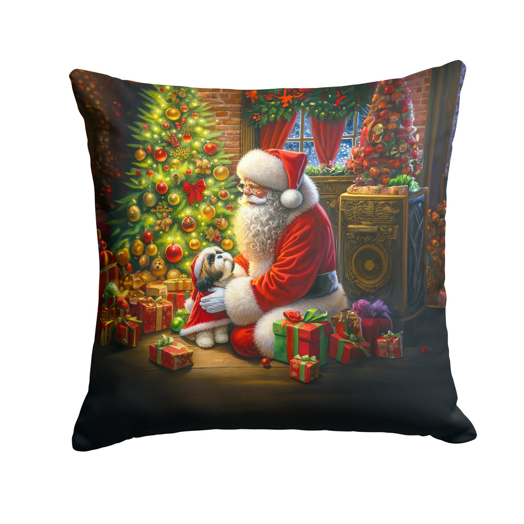 Shih Tzu and Santa Claus Throw Pillow