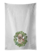 Briard Smiling Christmas Wreath Kitchen Towel Set of 2