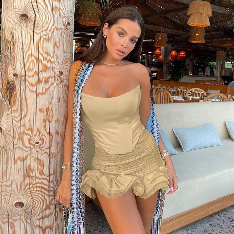 Tunic Tube Top with Ruffle Skirt Set
